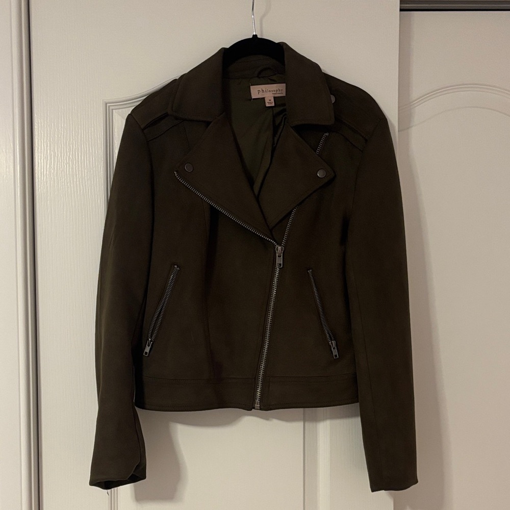Philosophy Dark Olive Leather Jacket